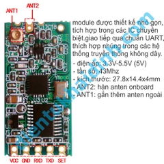 module giao tiếp truyền dữ liệu RF không dây HC-12 SI4463 44631B / SI4438 44382A  433mhz 1000m 5V giao tiếp UART kde2143