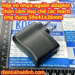 hộp vỏ nhựa nguồn adapter chân cắm dẹp chế các mạch ứng dụng 59x41x26mm kde2211
