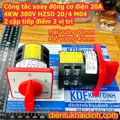 Công tắc xoay tủ điện động cơ điện 20A 4KW HZ5D 20/4 M04 2 cặp tiếp điểm 3 vị trí kde2249