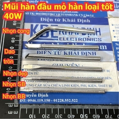 Mũi hàn đầu mỏ hàn loại tốt 40W màu trắng / đen mũi nhọn / dẹp / dao / tròn / cong kde2382