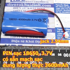 Pin sạc 18650 2 viên song song 3.7V 4.2V 7200mAh có sắn mạch bảo vệ nạp SẠC kde2443