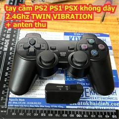 Tay cầm chơi game PS2 không dây 2.4Ghz anten thu màu đen kde2578