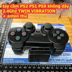Tay cầm chơi game PS2 không dây 2.4Ghz anten thu màu đen kde2578