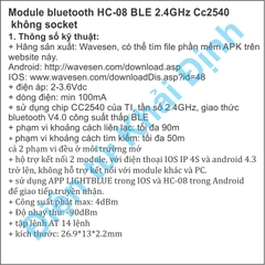 Module bluetooth HC-08 BLE 2.4GHz CC2540 không socket kde2730