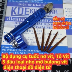 Bộ dụng cụ tuốc nơ vít, Tô Vít 5 đầu loại nhỏ mở bulong vít điện thoại đồ điện tử kde2735