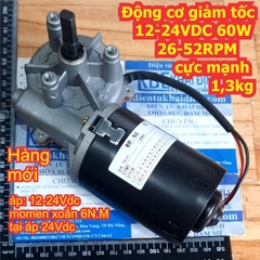 Động cơ giảm tốc 12-24VDC 60W 26-52RPM cực mạnh 6N.m 1,3kg kde3026