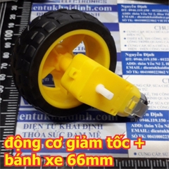 Động cơ giảm tốc + bánh xe 66mm vàng, dùng chế xe mô hình kde3133