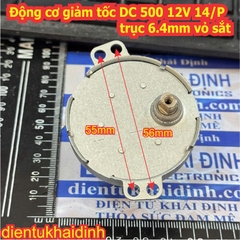 Động cơ giảm tốc DC 500 12V 14/P trục 6.4mm vỏ sắt kde3391