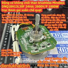 Động cơ không chổi than brushless Minebea DNQ18H13L30F 24Vdc 2600V/P 1000W trục 8mm gai xoắn chế quạt kde3395