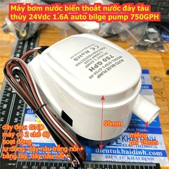 Máy bơm nước biển thoát nước đáy tàu thủy 24Vdc 1.6A auto bilge pump SFBP2 750GPH kde4239