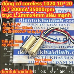Động cơ coreless 1020 10*20 3.7 115mA 39500rpm trục 1mm x 6mm / 1.2x4mm siêu mạnh kde4351