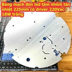 Bảng mạch đèn led ốp trần tấm nhôm tản nhiệt 225mm có driver 220Vac 18W trắng kde4649