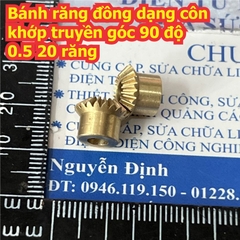 Bánh răng đồng dạng côn khớp truyền góc 90 độ 0.5 20 răng lỗ trục 3mm / 4mm kde4883