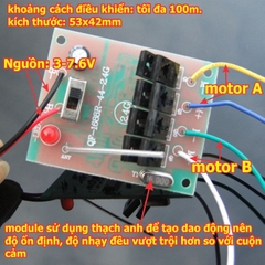 Bộ tay phát và mạch thu chế tạo xe, tàu... điều khiển từ xa 2 động cơ 5) 24Ghz, màu cam/đen kde4963