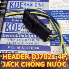 Bộ RỜI ĐẦU NHỰA ĐỰC CÁI, LÕI SẮT ĐỰC CÁI ĐẦU NỐI, HEADER DJ7041 4P, JACK CHỐNG NƯỚC kde5025
