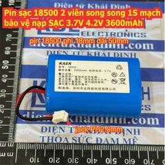 Pin sạc 18650 3.7V 2 viên nối tiếp 7.4V 8.4V 1500mAh / 1800mAh mạch bảo vệ sạc cổng type-C kde6057