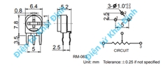 biến trở chiết áp tròn nằm màu trắng, xanh dương RM065 WH06-2 VR 101 ~ 105 100 Ohm ~ 1M Ohm kde5212