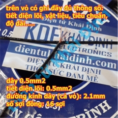 Dây điện đơn dây mềm lõi nhiều sợi nhỏ RV VCm 0.5mm hàng 100% đồng, đủ màu kde5253