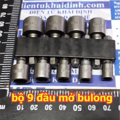 bộ đầu chụp gắn máy khoan, khí nén...mở bulong đầu lục giác các kích cỡ 5~13mm 3/16~7/16inches kde5370