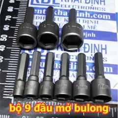 bộ đầu chụp gắn máy khoan, khí nén...mở bulong đầu lục giác các kích cỡ 5~13mm 3/16~7/16inches kde5370