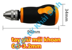 tay giữ mũi khoan, khoan tay mini, đơn giản kẹp mũi 0.5mm~3.2mm kde5371