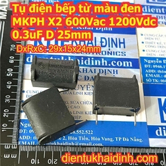 Tụ điện bếp từ màu đen MKPH X2 600Vac 1200Vdc 0.27uF D 30mm / 0.3uF D 25mm kde5419