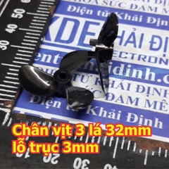 chân vịt tàu thủy mô hình 3 lá, 3 cánh màu đen bóng nhựa cứng (bộ 2 cánh thuận nghịch) 32mm, lỗ trục 3mm kde5475