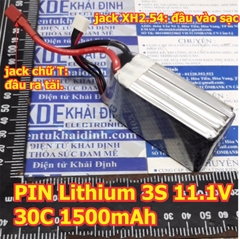Pin lithium sạc 3S xe RC mô hình 3S 11.1V 12.6V 2200mAh 4 dây đầu ra / 30C 1500mAh kde5480