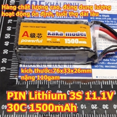 Pin lithium sạc 3S xe RC mô hình 3S 11.1V 12.6V 2200mAh 4 dây đầu ra / 30C 1500mAh kde5480