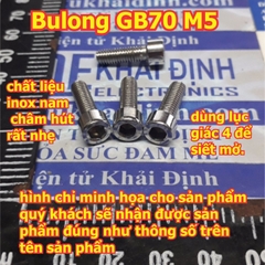 bulong bu lông vít pake GB70 M5 inoc inox tán tròn,  đầu lục giác chìm, M5 các loại dài từ 6mm~80mm kde5544