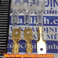 Đầu lõi đồng header, jack oto, đầu cái / đực cos 6.3mm, bấm dây 0.75-1.5mm, vỏ nhựa trong kde5153