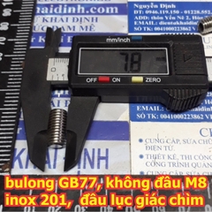 bulong bu lông vít pake GB77, không đầu M8 inoc inox 201,  đầu lục giác chìm, các chiều dài từ 6mm ~ 50mm kde5735