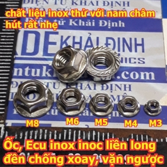 Ốc, Ecu inox inoc liền long đền chống xoay trượt lỏng các loại M3 ~ M12 kde5839