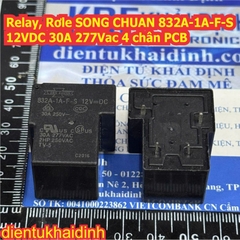 Relay, Rơle chữ L đen SONG CHUAN 832A-1A-F-S NT90RHAS12CB 12VDC 24Vdc 30A 277Vac 4 chân PCB kde5927