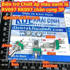 Biến trở Chiết áp RV097 3P RV0972 6P RK097N màu xanh lá chân cong B5K 5K B10K 10K B20K 20K B50K 50K B100K 100K kde5997