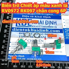 Biến trở Chiết áp RV097 3P RV0972 6P RK097N màu xanh lá chân cong B5K 5K B10K 10K B20K 20K B50K 50K B100K 100K kde5997