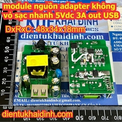 module nguồn adapter không vỏ sạc nhanh 5Vdc 3A out USB kde6059