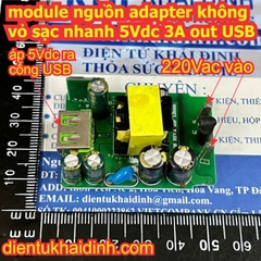 module nguồn adapter không vỏ sạc nhanh 5Vdc 3A out USB kde6059