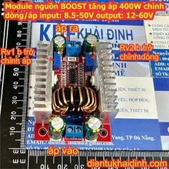 Module nguồn BOOST tăng áp cấp 400W chỉnh dòng, áp in: 8.5-50V out: 12-60V kde6061