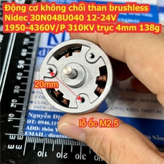 Động cơ không chổi than brushless Nidec 30N048U040 12-24V 1950-4360V/P 310KV trục 4mm 138g kde6062