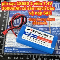 Pin sạc Li-ion Li-thium có mạch nạp bảo vệ 18650 2 / 3 / 4 viên 7.4V 12V 1800mAh 3000mAh 4000mAh kde6170