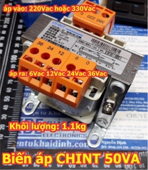 Biến áp cách ly Biến thế hàng CHINT NDK-50VA 50W 220V/380V 6V/12V/24V/36V hàng nặng 1.1kg kde6197