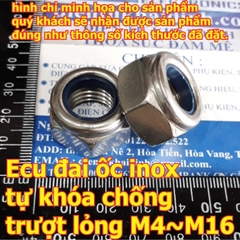Đai Ốc tán vặn ECU Eru inox inoc đệm nhựa tự khóa chống trượt lỏng DIN985 M3 M4 M5 M6 M8 M10 M12 M14 M16 kde6354