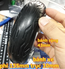 bánh xe lốp đúc chế xe tự cân bằng, xe điện phi 155mm trục 10mm kde6375