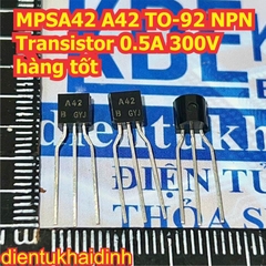 MPSA42 A42 MPSA92 A92 TO-92  transistor 0.5A 300V NPN PNP nghịch thuận kde0200