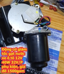 Động cơ giảm tốc gạt nước xe ô tô 12V 40W 32V/P phụ kiện, giá đỡ 1500gam kde6778