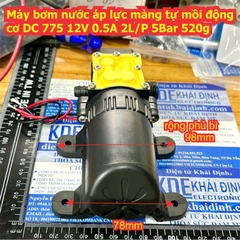 Máy bơm nước áp lực tăng áp màng tự mồi động cơ DC 775 12V 0.5A 2L/P 5Bar 60PSI 520g kde6784
