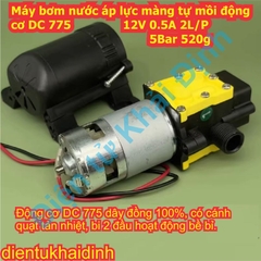 Máy bơm nước áp lực tăng áp màng tự mồi động cơ DC 775 12V 0.5A 2L/P 5Bar 60PSI 520g kde6784