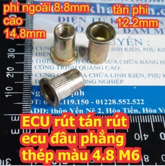 ECU rút tán rút ecu đầu phẳng thép màu 4.8 M3 M4 M5 M6 M8 kde7091