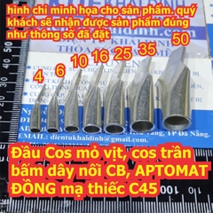 Đầu Cos mỏ vịt cốt trần bấm dây nối CB, APTOMAT… ĐỒNG mạ thiếc C45 cho dây 4mm2 ~ 50mm2 kde7103